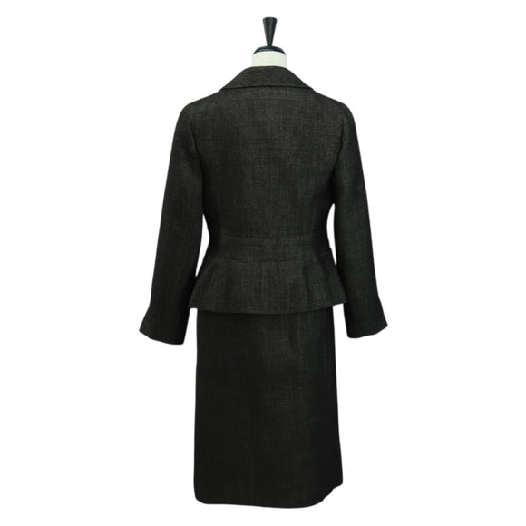 CHANEL jacket Skirt Setup Wool Brown CC Auth 158559M