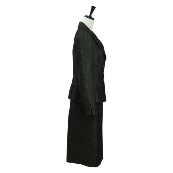 CHANEL jacket Skirt Setup Wool Brown CC Auth 158559M