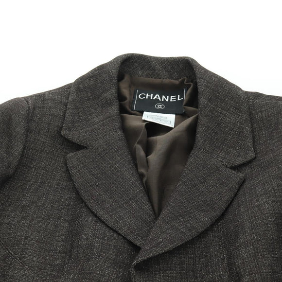 CHANEL jacket Skirt Setup Wool Brown CC Auth 158559M