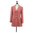 CHANEL Jacket Tweed Red CC Auth 158560M-1