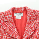 CHANEL Jacket Tweed Red CC Auth 158560M-10