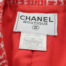CHANEL Jacket Tweed Red CC Auth 158560M-11