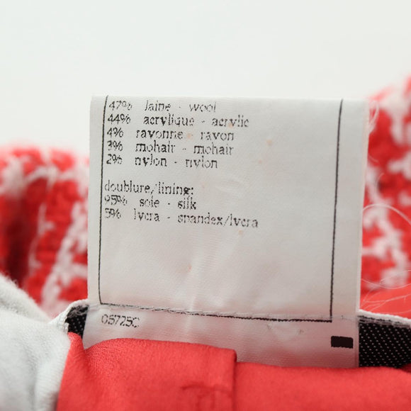 CHANEL Jacket Tweed Red CC Auth 158560M