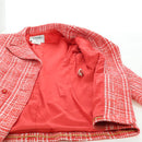 CHANEL Jacket Tweed Red CC Auth 158560M-13