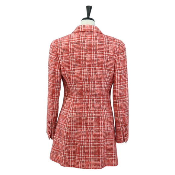 CHANEL Jacket Tweed Red CC Auth 158560M