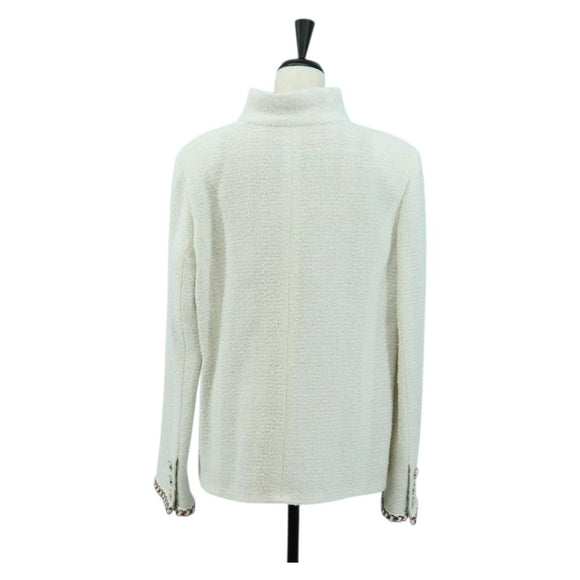 CHANEL Jacke Tweed Weiß CC Auth 158561SM
