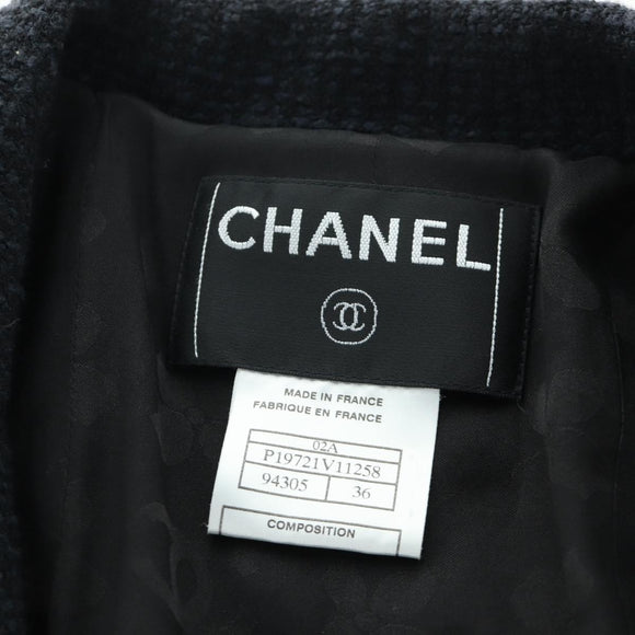 CHANEL Jacket Tweed Black CC Auth 158562M