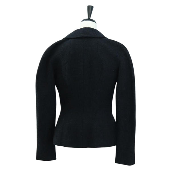 CHANEL Jacket Tweed Black CC Auth 158562M