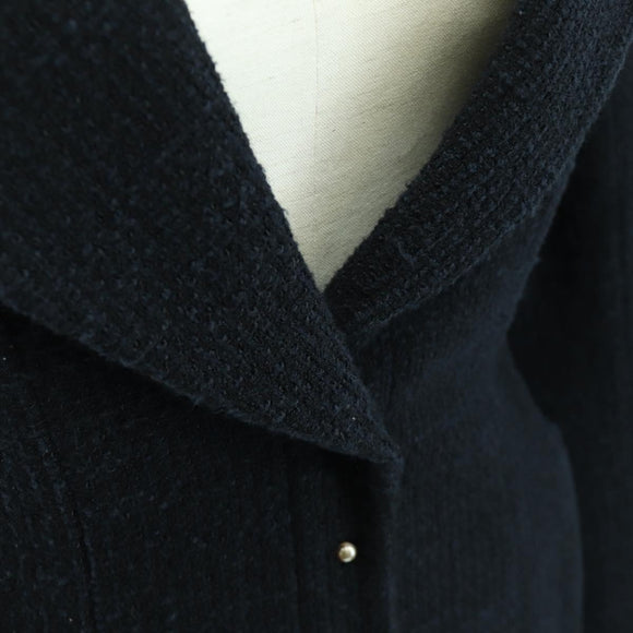 CHANEL Jacket Tweed Black CC Auth 158562M