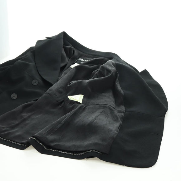 CHANEL Jacket Rayon Black CC Auth 158563M
