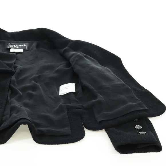 CHANEL Jacket Wool Black CC Auth 158564M
