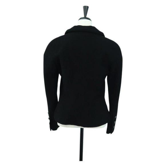 CHANEL Jacket Wool Black CC Auth 158564M