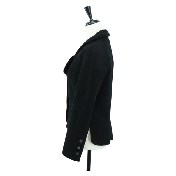 CHANEL Jacket Wool Black CC Auth 158564M