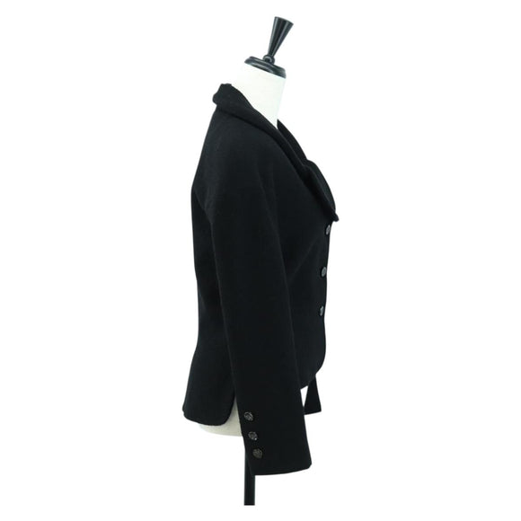 CHANEL Jacket Wool Black CC Auth 158564M