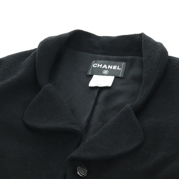 CHANEL Jacket Wool Black CC Auth 158564M