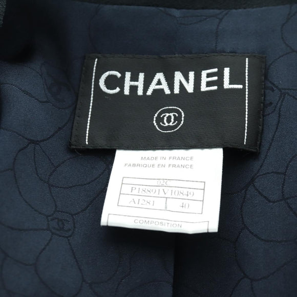 CHANEL Jacket And Skirt set Jacket Wool Navy CC Auth 158565M
