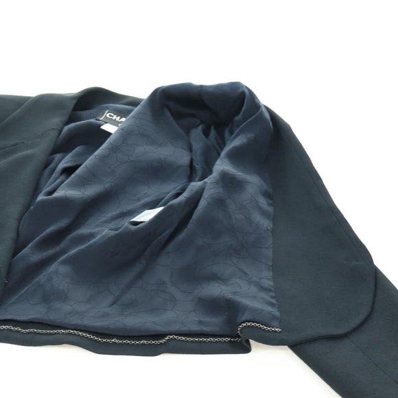 CHANEL Jacket And Skirt set Jacket Wool Navy CC Auth 158565M
