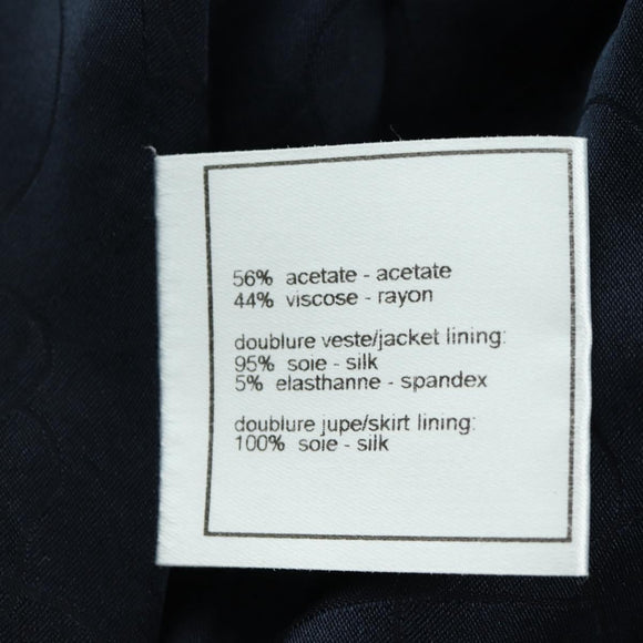 CHANEL Jacket And Skirt set Jacket Wool Navy CC Auth 158565M