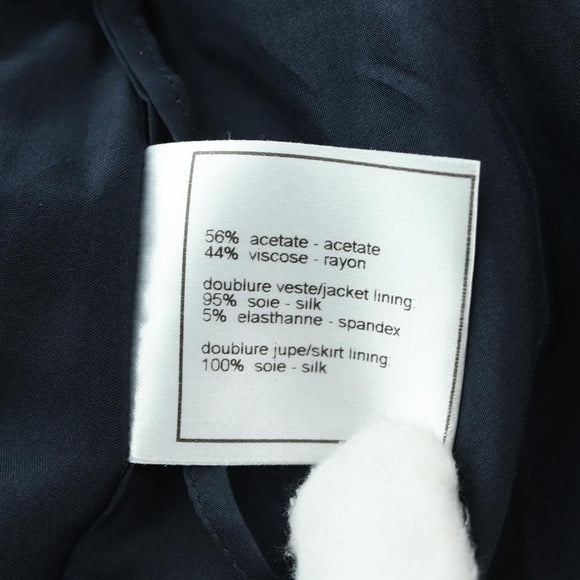 CHANEL Jacket And Skirt set Jacket Wool Navy CC Auth 158565M
