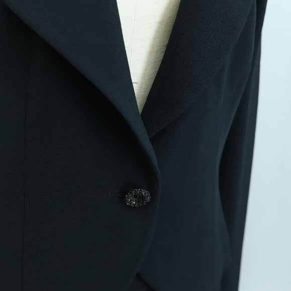 CHANEL Jacket And Skirt set Jacket Wool Navy CC Auth 158565M