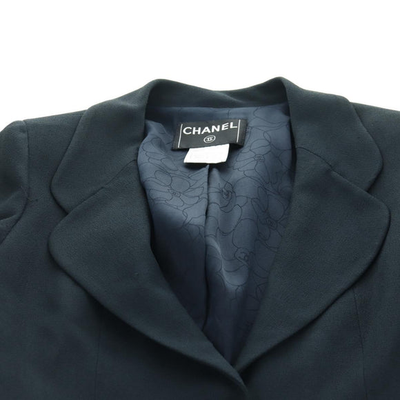 CHANEL Jacket And Skirt set Jacket Wool Navy CC Auth 158565M