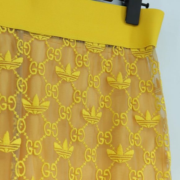 GUCCI GG Canvas GUCCI x adidas Tulle Pants Yellow 693446 Auth 158571SAM