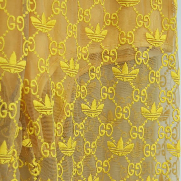 GUCCI GG Canvas GUCCI x adidas Tulle Pants Yellow 693446 Auth 158571SAM