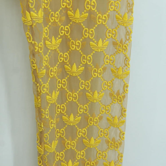 GUCCI GG Canvas GUCCI x adidas Tulle Pants Yellow 693446 Auth 158571SAM