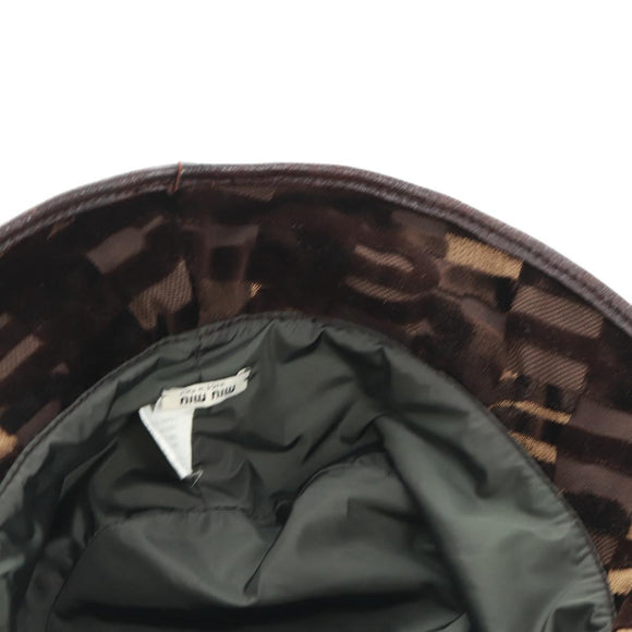 Miu Miu Bucket Hat Velor M Brown Auth 158573M