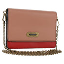 BOTTEGA VENETA Chain Shoulder Bag Leather Red Gold Auth 158578SAV-1