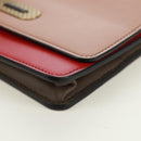 BOTTEGA VENETA Chain Shoulder Bag Leather Red Gold Auth 158578SAV-16