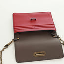 BOTTEGA VENETA Chain Shoulder Bag Leather Red Gold Auth 158578SAV-20