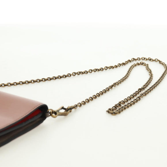 BOTTEGA VENETA Chain Shoulder Bag Leather Red Gold Auth 158578SAV