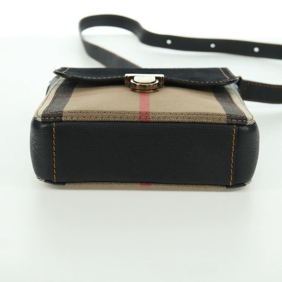 BURBERRY Nova Check Shoulder Bag Canvas Beige Gold Auth 158580V