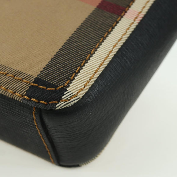 BURBERRY Nova Check Shoulder Bag Canvas Beige Gold Auth 158580V