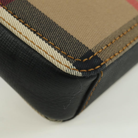 BURBERRY Nova Check Shoulder Bag Canvas Beige Gold Auth 158580V