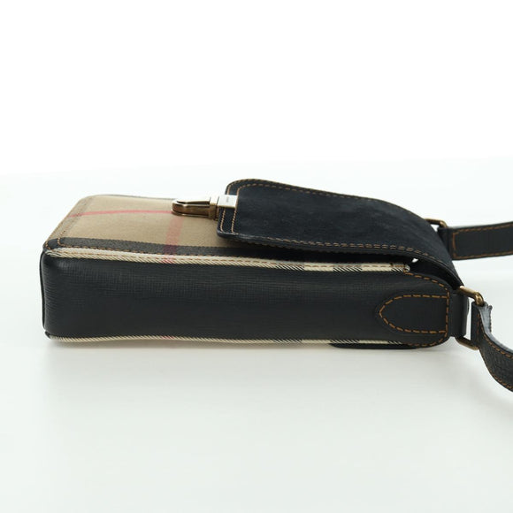 BURBERRY Nova Check Shoulder Bag Canvas Beige Gold Auth 158580V