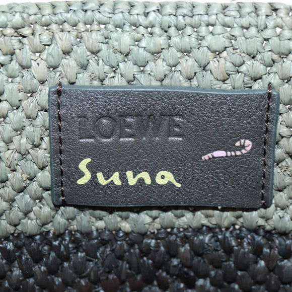 LOEWE SUNA FUJITA Mandragora Loewe Font Small Tote Bag Stroh Grau Original 158581SM