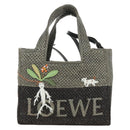 LOEWE SUNA FUJITA Mandragora Loewe Font Small Tote Bag Stroh Grau Original 158581SM-13