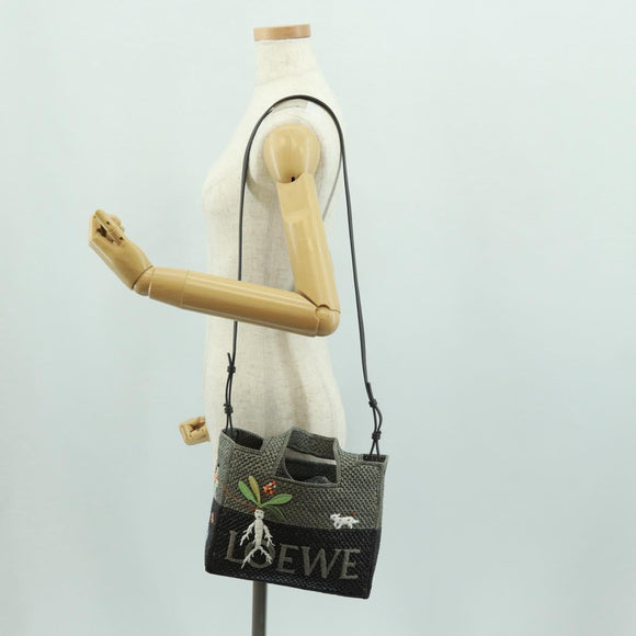 LOEWE SUNA FUJITA Mandragora Loewe Font Small Tote Bag Stroh Grau Original 158581SM
