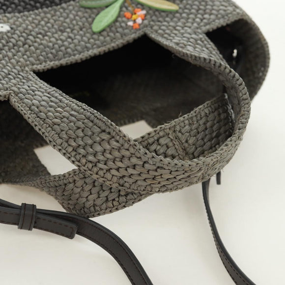 LOEWE SUNA FUJITA Mandragora Loewe Font Small Tote Bag Stroh Grau Original 158581SM