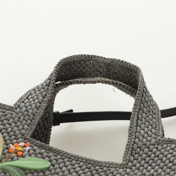 LOEWE SUNA FUJITA Mandragora Loewe Font Small Tote Bag Stroh Grau Original 158581SM