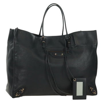 BALENCIAGA Paper A4 Tote Bag Leather Black 236701 Auth 158583M