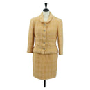 CHANEL jacket Skirt Setup Jacket Tweed Orange 40 CC Auth 158585M-1
