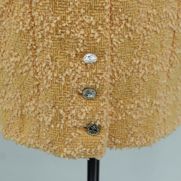 CHANEL jacket Skirt Setup Jacket Tweed Orange 40 CC Auth 158585M