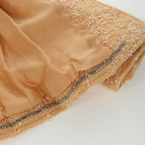 CHANEL jacket Skirt Setup Jacket Tweed Orange 40 CC Auth 158585M