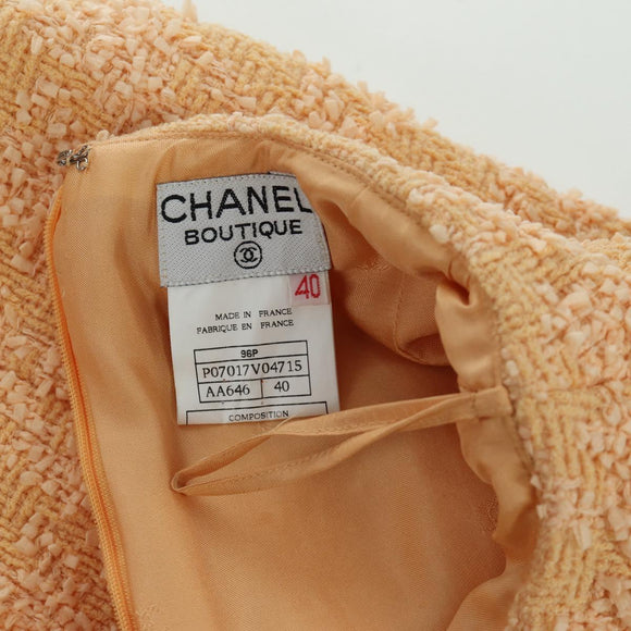CHANEL jacket Skirt Setup Jacket Tweed Orange 40 CC Auth 158585M
