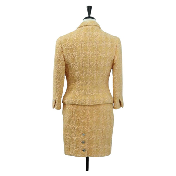 CHANEL jacket Skirt Setup Jacket Tweed Orange 40 CC Auth 158585M