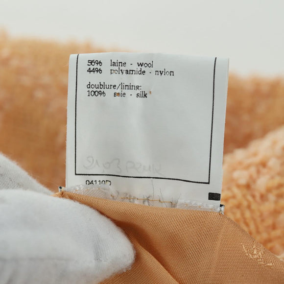 CHANEL jacket Skirt Setup Jacket Tweed Orange 40 CC Auth 158585M