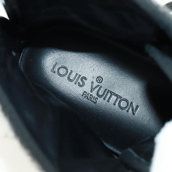 LOUIS VUITTON High Cut Sneakers Wool Canvas Black LV Auth 158597M